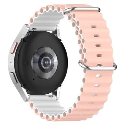 Ocean Style bandje - Lichtroze / wit - Garmin Vivoactive 6 / Vivoactive 5 / Vivoactive 3