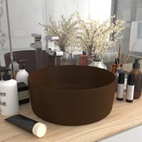 VidaXL Wastafel rond 40x15 cm keramiek mat donkerbruin - thumbnail