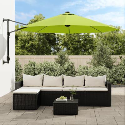 VidaXL Wandparasol met leds 290 cm appelgroen