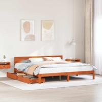 Bedframe met hoofdeinde Wasbruin 180 x 200 cm Massief Vurenhout - thumbnail