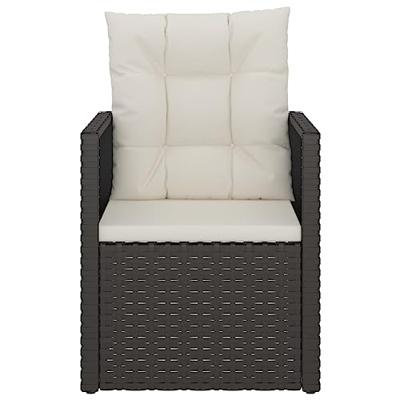 Tuinstoel met kussens poly rattan zwart - thumbnail