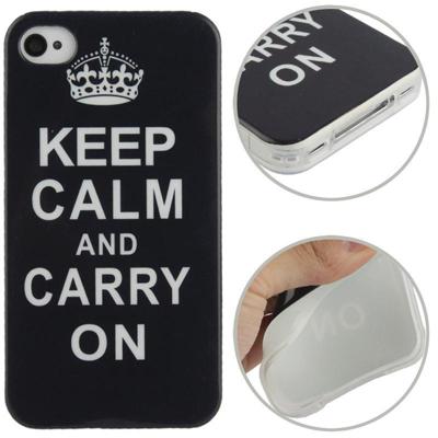 iPhone 4 & 4S Keep Calm And Carry On patroon TPU back cover Hoesje