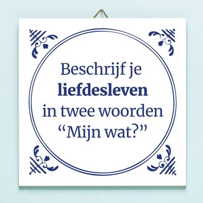 Tegeltje Beschrijf je liefdesleven in twee woorden Tegeltje Beschrijf je liefdesleven in twee woorden