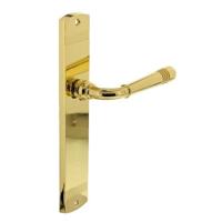Intersteel Deurklink Helena op schild blind 235x45x8 mm messing gelakt - thumbnail
