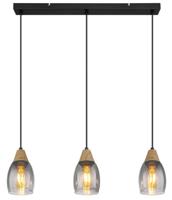 Globo 3-lichts hanglampReid smoke glas - 15706-3H - thumbnail