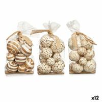 Set decoratieve ballen Gift Decor Wit Bruin 14 x 31 x 10 cm (12 Stuks) - thumbnail