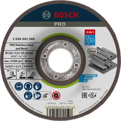 Bosch Accessoires Doorslijpschijven metaal/inox | 115 mm | per 1 | 2608602388 - 2608602388