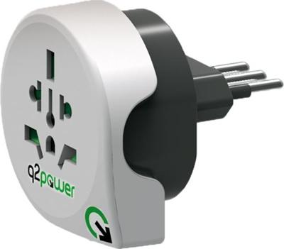 Q2 Power | World to Italy | Universal-Reiseadapter mit Erdungsstecker | KID SAFE Stoßschutz | Spannung und Leistung 100V-1000W / 250V-2500W