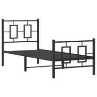 Bedframe met hoofd- en voeteneinde metaal zwart 75x190 cm - thumbnail