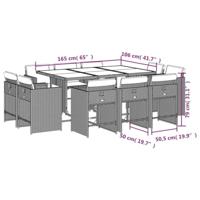 11-delige Tuinset met kussens poly rattan grijs - thumbnail