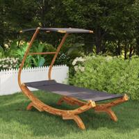 Loungebed met luifel 100x190x134 cm gebogen hout antracietkleur - thumbnail