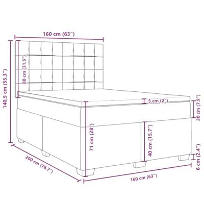 Boxspring met matras fluweel lichtgrijs 160x200 cm