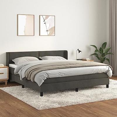 Boxspring met matras fluweel donkergrijs 180x200 cm