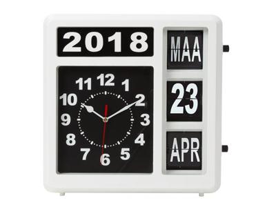 Wandklok met flipover kalender 31 x 31 cm nederlands Velleman - Velleman