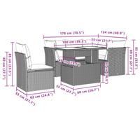 6-delige Loungeset met kussens poly rattan zwart - thumbnail