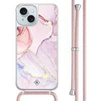 iPhone 15 hoesje met rosegoud koord - Purple sky - thumbnail