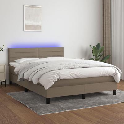Boxspring met matras en LED stof taupe 140x190 cm