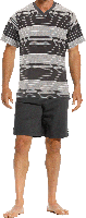 Heren pyjamashirt gestreept grijs - thumbnail