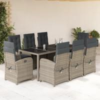 9-delige Tuinset met kussens poly rattan grijs - thumbnail