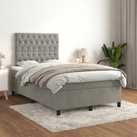 Boxspring met matras fluweel lichtgrijs 120x190 cm - thumbnail