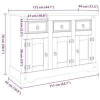 Dressoir "Corona" Bruin 112x44x78 cm Massief Hout Mexicaans Dennenhout - thumbnail