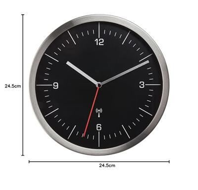 TFA Dostmann 60.3544.01 Wandklok Zendergestuurd 24.5 cm x 4.1 cm x 24.5 cm RVS Slepend uurwerk (geluidsloos)