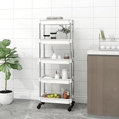 VidaXL Keukentrolley 5-laags 42x29x128 cm ijzer en abs wit