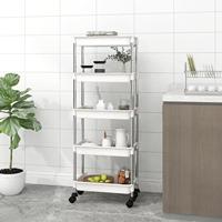 VidaXL Keukentrolley 5-laags 42x29x128 cm ijzer en abs wit - thumbnail
