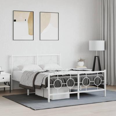 Bedframe met hoofd- en voeteneinde metaal wit 135x190 cm