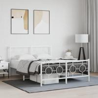 Bedframe met hoofd- en voeteneinde metaal wit 135x190 cm - thumbnail