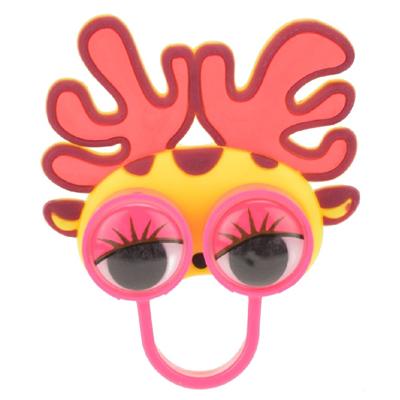 Toi Toys dierenring met wiebelogen roze/geel 6 cm Toi Toys dierenring met wiebelogen roze/geel 6 cm