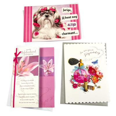 Wenskaart paperclip navulset verj vrouw 6 kaarten