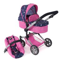 Combi-poppenwagen Linus Plus - Vlinders Navy Roze - thumbnail