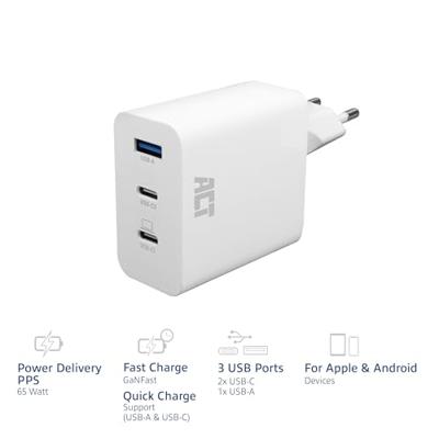 ACT 65W USB-C & USB-A lader