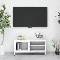 Tv-meubel 90x30x44 cm staal en glas wit - thumbnail