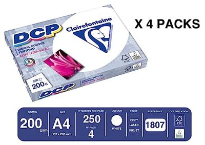 Laserpapier Clairefontaine DCP A4 200gr wit 250 vel | 4 stuks