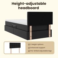 Opbergbed met LED met matras met LED Zwart 90 x 190 cm Nep Leer - thumbnail