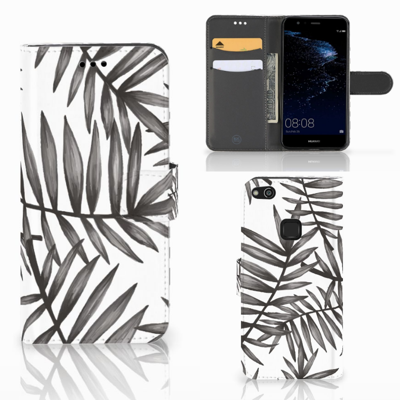 Huawei P10 Lite Hoesje Leaves Grey Huawei P10 Lite Hoesje Leaves Grey