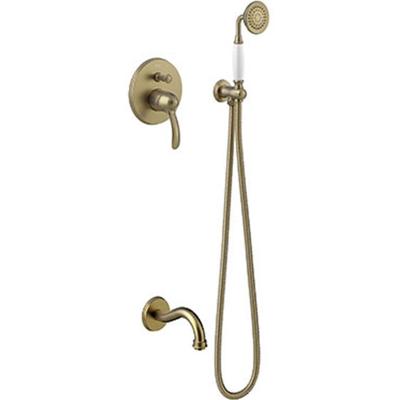Badmengkraan Tres Clasic Inbouw Set Incl. Handdouche Verouderd Messing Tres