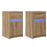 LED Bedside Kast 2 pcs artisanaal eikenkleurig 38 x 34 x 61 cm - thumbnail