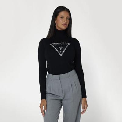 Guess Piper Triangle Logo Sweater Dames Zwart - Maat M - Kleur: Zwart | Soccerfanshop