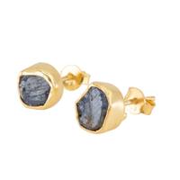 Geboortesteen Oorstekers September Ruwe Saffier - 925 Zilver Verguld - thumbnail