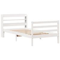 Bedframe met hoofdeinde zonder matras 100x200 cm wit - thumbnail