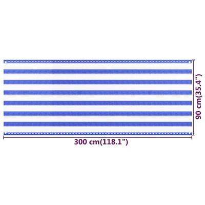 Balkonscherm 90x300 cm HDPE blauw en wit - thumbnail