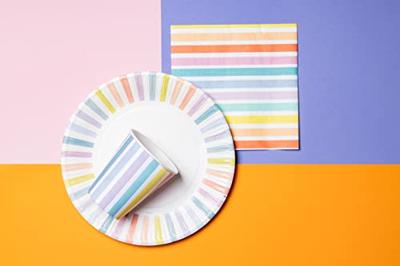 Feestbordjes Pastel Strepen (8st)