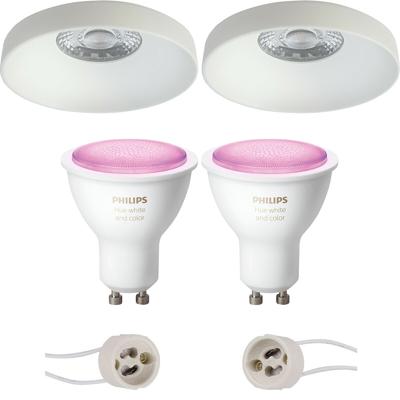 Pragmi Vrito Pro - Inbouw Rond - Mat Wit - Ø82mm - Philips Hue - LED Spot Set GU10 - White and Color Ambiance - Bluetooth