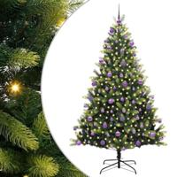 Kunstkerstboom met scharnier 300 LEDs Groen 210 cm PVC en PE - thumbnail