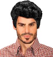 Pruik Rick Zwart Kort Heren - thumbnail