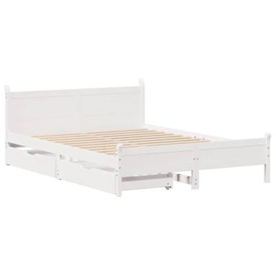 Bedframe zonder matras massief grenenhout wit 140x200 cm