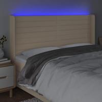 Hoofdbord LED 163x16x118/128 cm stof crèmekleurig - thumbnail